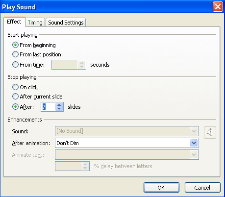 jouer des sons sur plusieurs diapositives dans PowerPoint 2003